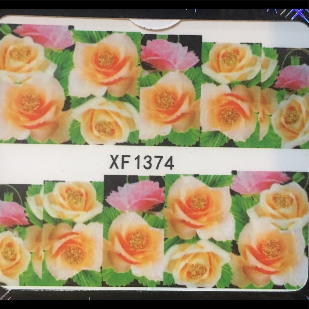 3/ $12 Nail Art Waterslide Tattoo Orange Pink Rose